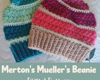 マートンのミュラーのビーニーかぎ針編みパターン：初級/中級（デジタルダウンロード）