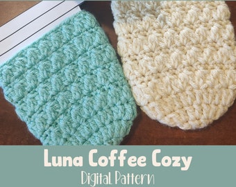 Luna Coffee Cozy Crochet Pattern: Beginner-Friendly (Digital Download)