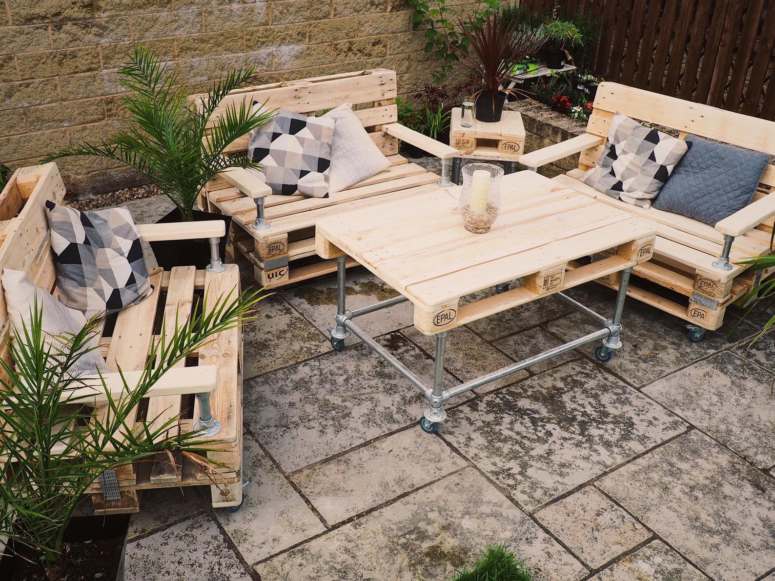 Reclaimed rustic handmade euro pallet garden furniture table Etsy