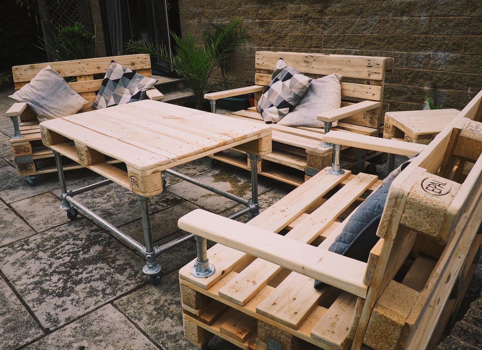 Reclaimed rustic handmade euro pallet garden furniture table Etsy