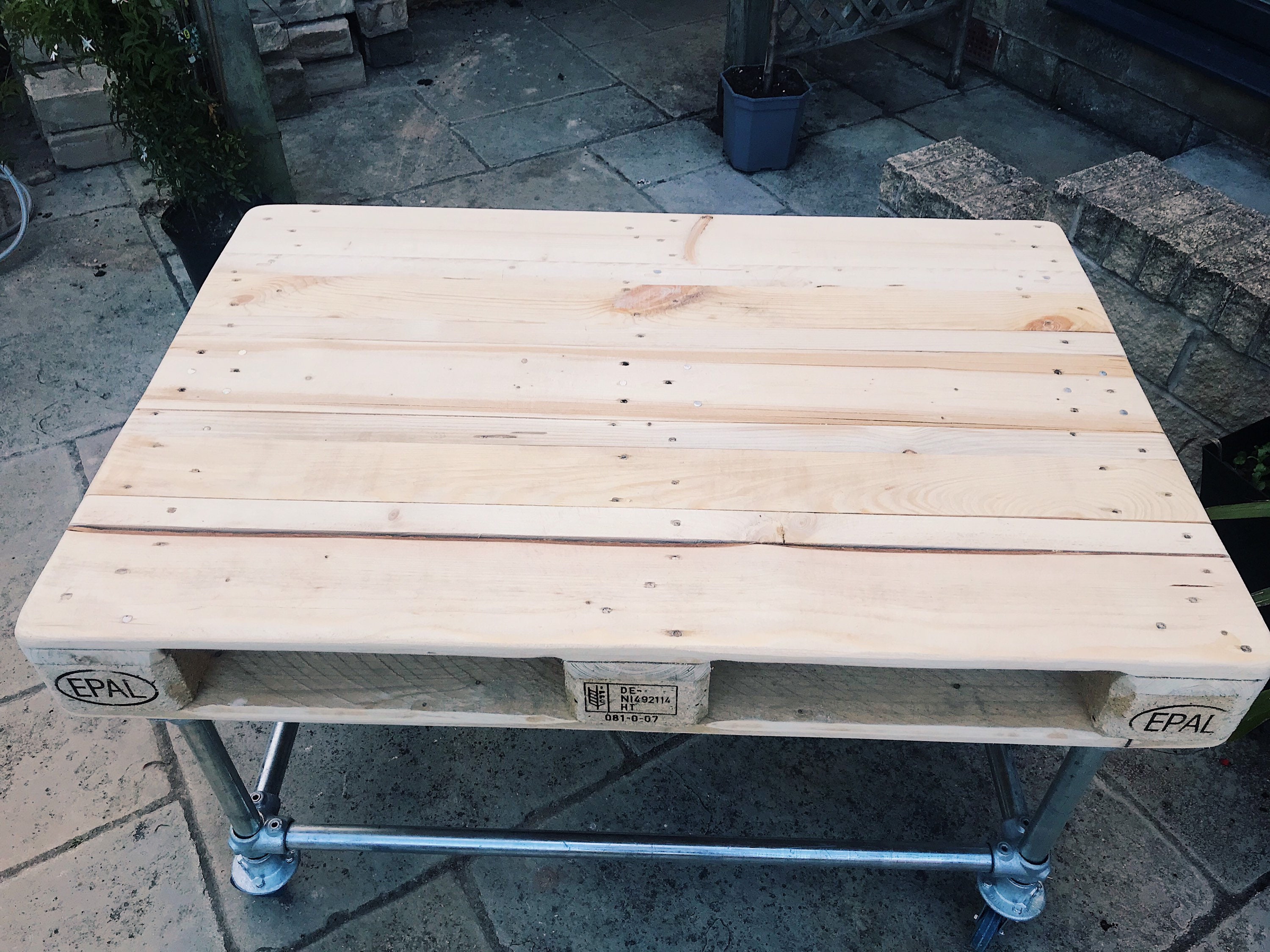 Reclaimed rustic handmade euro pallet garden furniture table Etsy