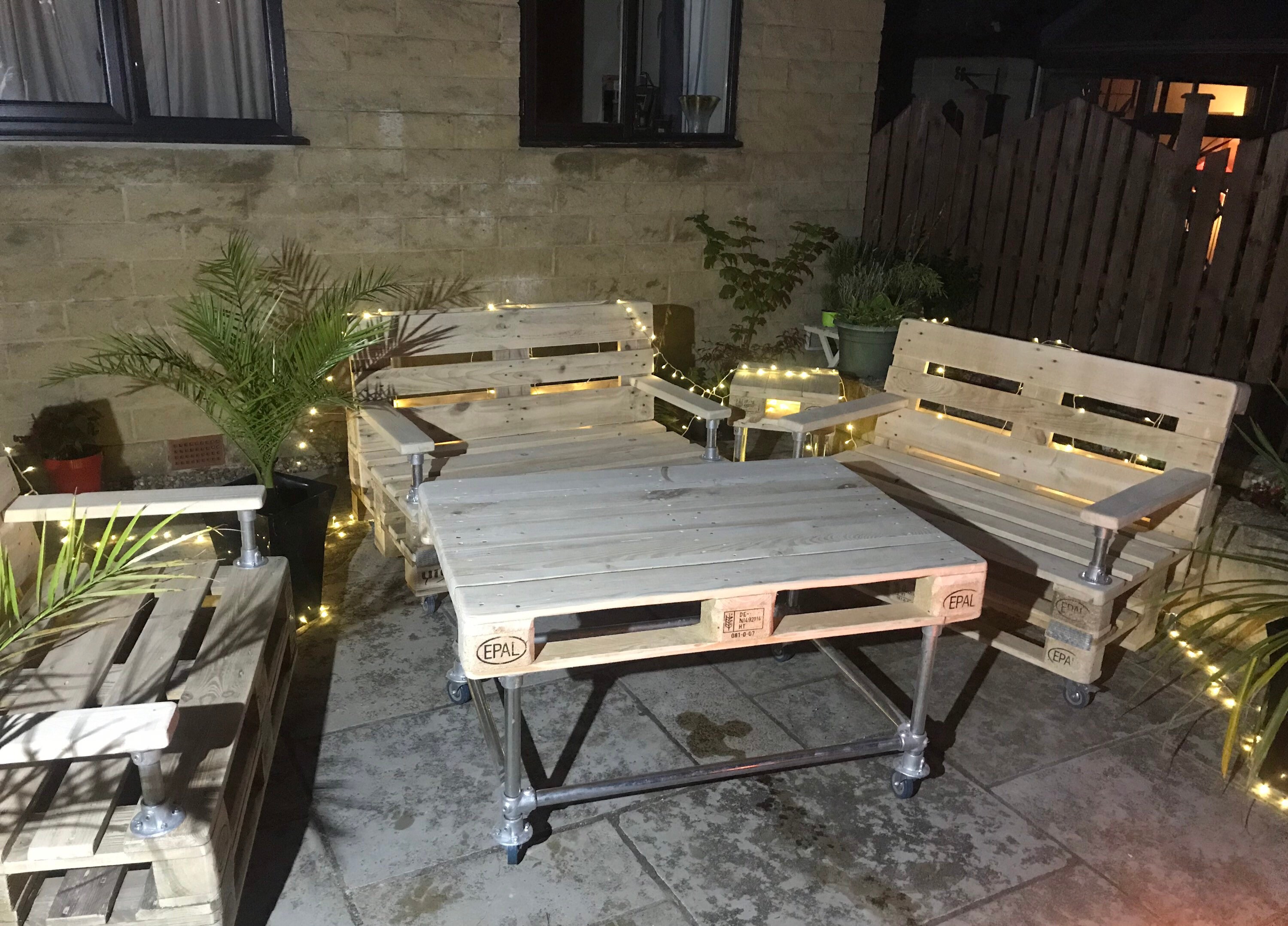 Reclaimed rustic handmade euro pallet garden furniture table Etsy