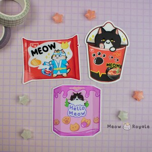 Asian Cat Snack Stickers / Ramen/ Shin Ramen