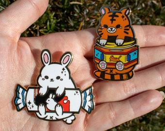 White Rabbit Candy and Tiger Balm Enamel Pin