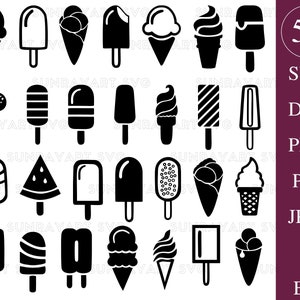 Ice Cream Svg Files For Cricut, 52 Dessert Clipart Popsicles Png, Food Svg, Summer SVG, Kitchen SVG, DXF Cut File, Pdf.