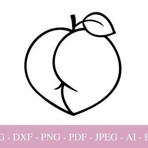 Perzik kont SVG-bestanden voor Cricut, perzik clipart PNG, DXF gesneden bestand, populaire zomer ontwerp clipart, grappig fruit digitale download.