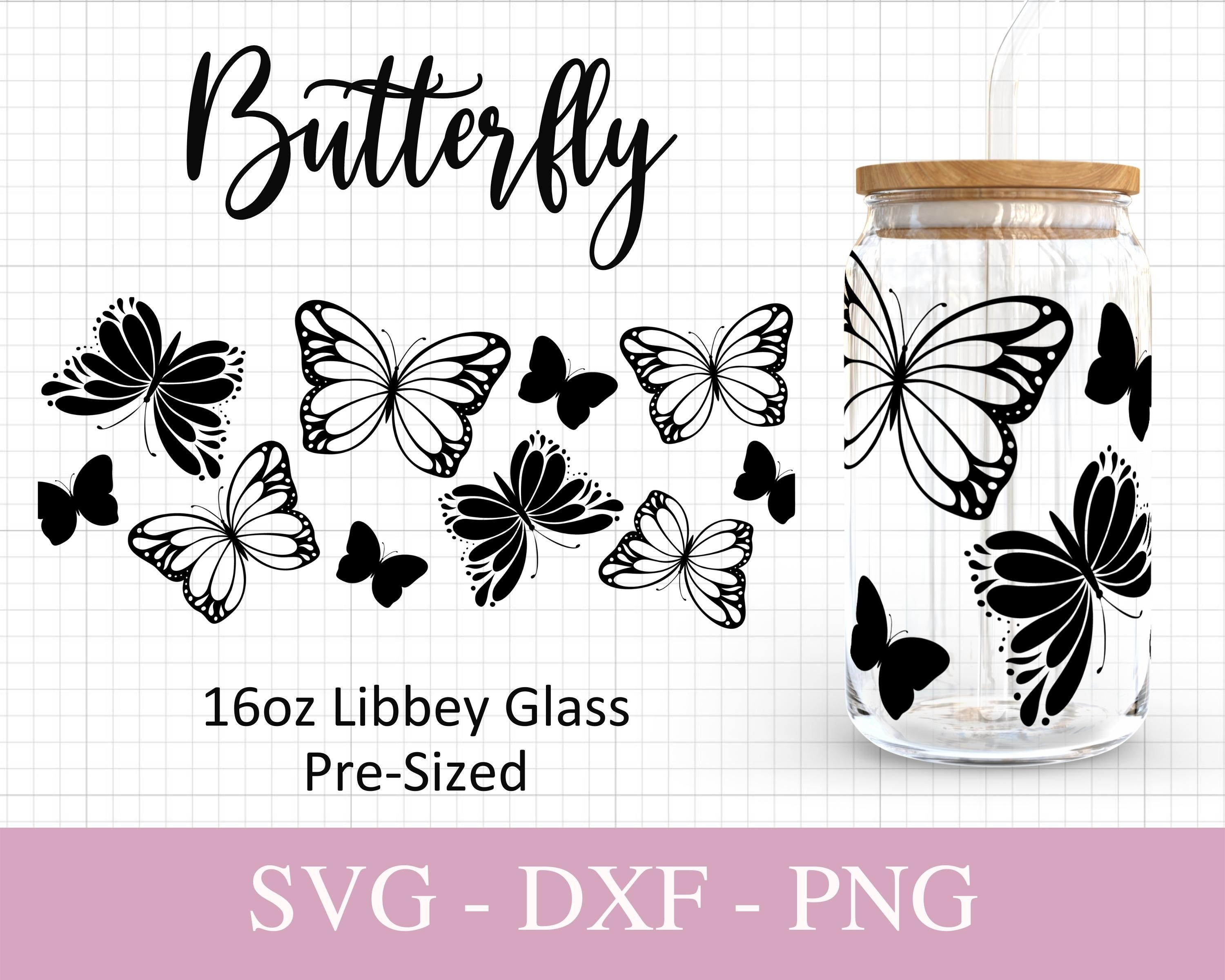 16oz Butterfly Libbey Glass Svg I Butterflies Can Glass SVG I Svg Files ...
