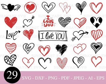 Bundle Hearts Svg Files for Cricut Valentines Day PNG Love | Etsy