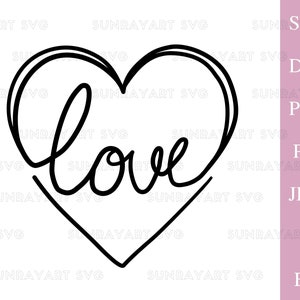 Love Heart Svg Files For Cricut, Valentines Day PNG, Love SVG Cut File, Mothers Day DXF Cut File, Cute Heart Clipart, Pdf.