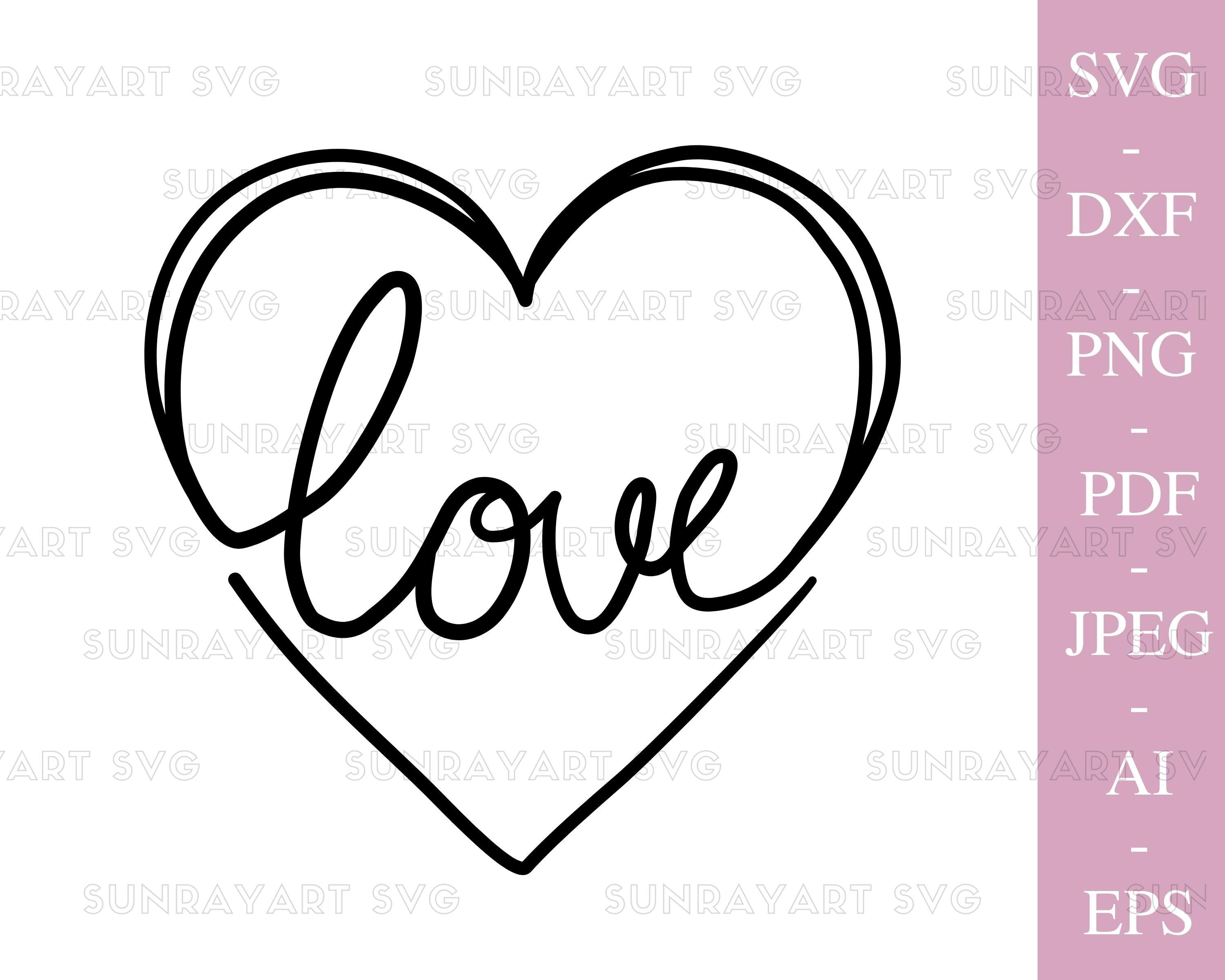 Love Heart Svg Files for Cricut, Valentines Day PNG, Love SVG Cut File ...