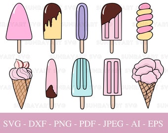 Ice Cream Svg Files For Cricut, Popsicle PNG , Cute Food Svg Bundle, Ice Cream Svg, Summer SVG, DXF Cut File, Pdf.