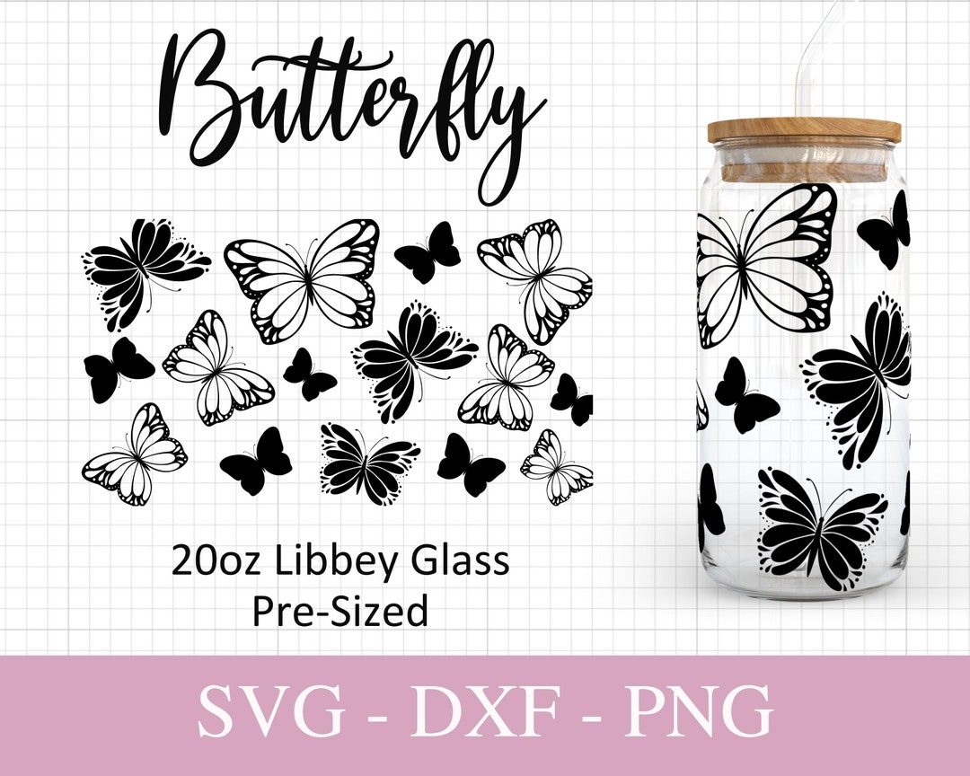 20oz Butterfly Libbey Glass Svg I Butterflies Can Glass SVG I Svg Files ...