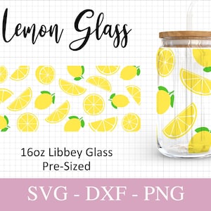 16oz Citron Libbey Verre Svg I Citron Canette Verre SVG I Fichiers SVG Pour Cricut I Bière Canette Verre Wrap SVG I Svg Png Dxf.