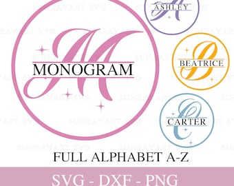 Keychain Monogram Svg Files For Cricut, Split Monogram Svg, Alphabet Monogram Font Svg, Split Letter Svg, Family Monogram, Cut File Cricut