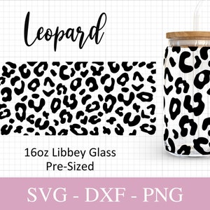 16 once Leopard Libbey Glass Svg I Leopard Pattern Can Glass SVG I File in formato Svg per Cricut I Beer Can Glass SVG I Svg Png Dxf.