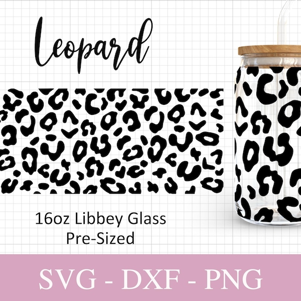 16oz Leopard Libbey Glass Svg I Leopard Pattern Can Glass SVG I Svg Files For Cricut I  Beer Can Glass SVG I Svg Png Dxf.