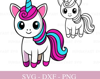 Archivos SVG de unicornio para Cricut, diseños de sublimación Png de unicornio, diseño de cumpleaños de unicornio, diseño de taza de unicornio, imágenes prediseñadas de pegatinas de unicornio