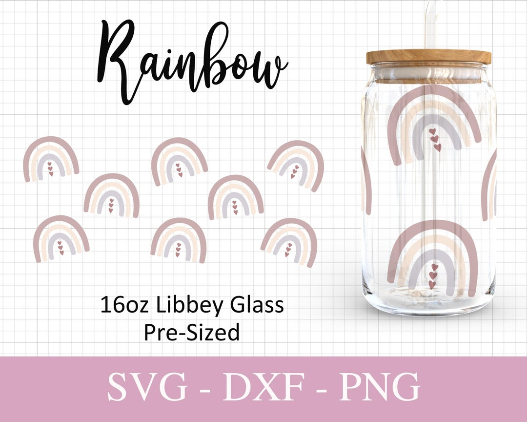 16oz Rainbow Libbey Glass Svg I Summer Can Glass SVG I Boho Svg Files ...