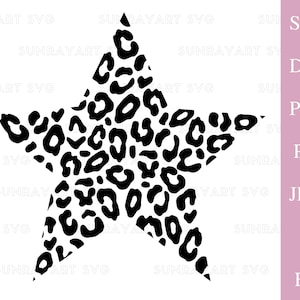 Fichiers Svg étoile léopard pour Cricut, joli jour PNG, fichier de coupe SVG de Noël, fichier de coupe DXF de vacances, Clipart étoile léopard, Pdf.