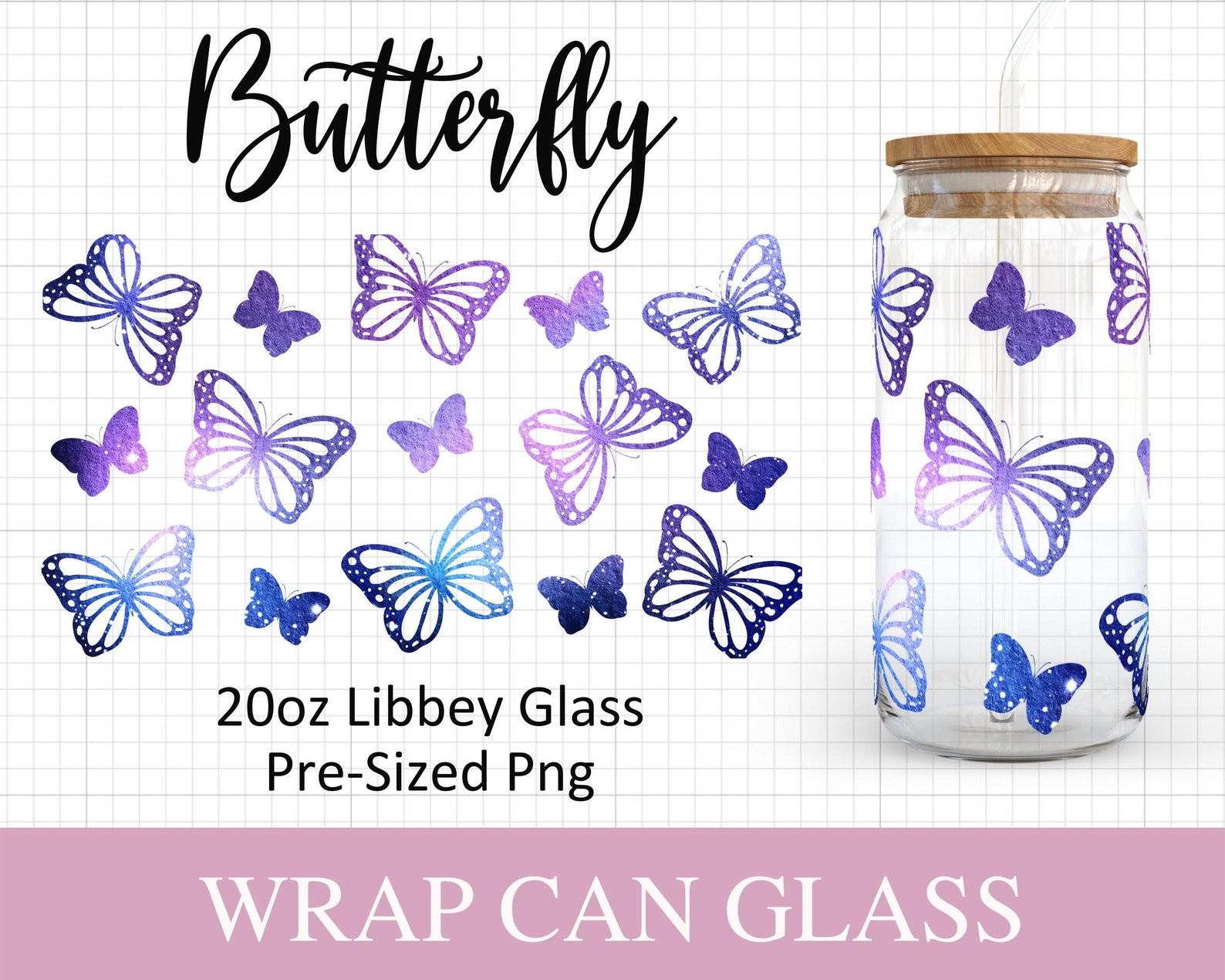 20oz Butterfly Libbey Glass Svg I Butterflies Can Glass SVG I Svg Files ...