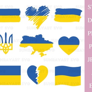 Ukraine Bundle SVG-Dateien für Cricut, Ukraine Flagge PNG, Herz, Stand mit der Ukraine, DXF Schnitt Datei, Ukraine Karte, Pdf.