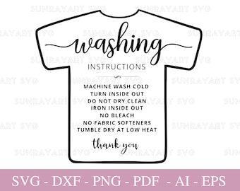 Washing Instructions Svg Care Instructions Card Svg Shirt Care - Etsy UK