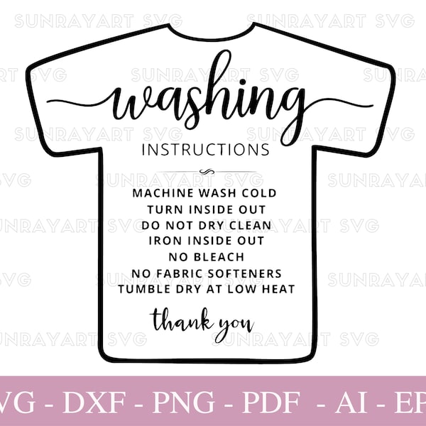 SVG-Waschanleitung für die Pflegekarte, Shirt-SVG-Dateien für Cricut, Shirt-Pflegekarte SVG, Kleinunternehmensbedarf, Waschanleitung-SVG-Karte