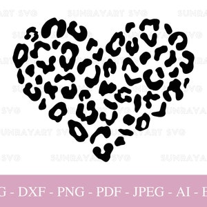 Leopard Herz SVG-Dateien für Cricut, Valentinstag PNG, Liebe SVG geschnittene Datei, Muttertag DXF geschnittene Datei, Leopardenherz Clipart, Pdf.