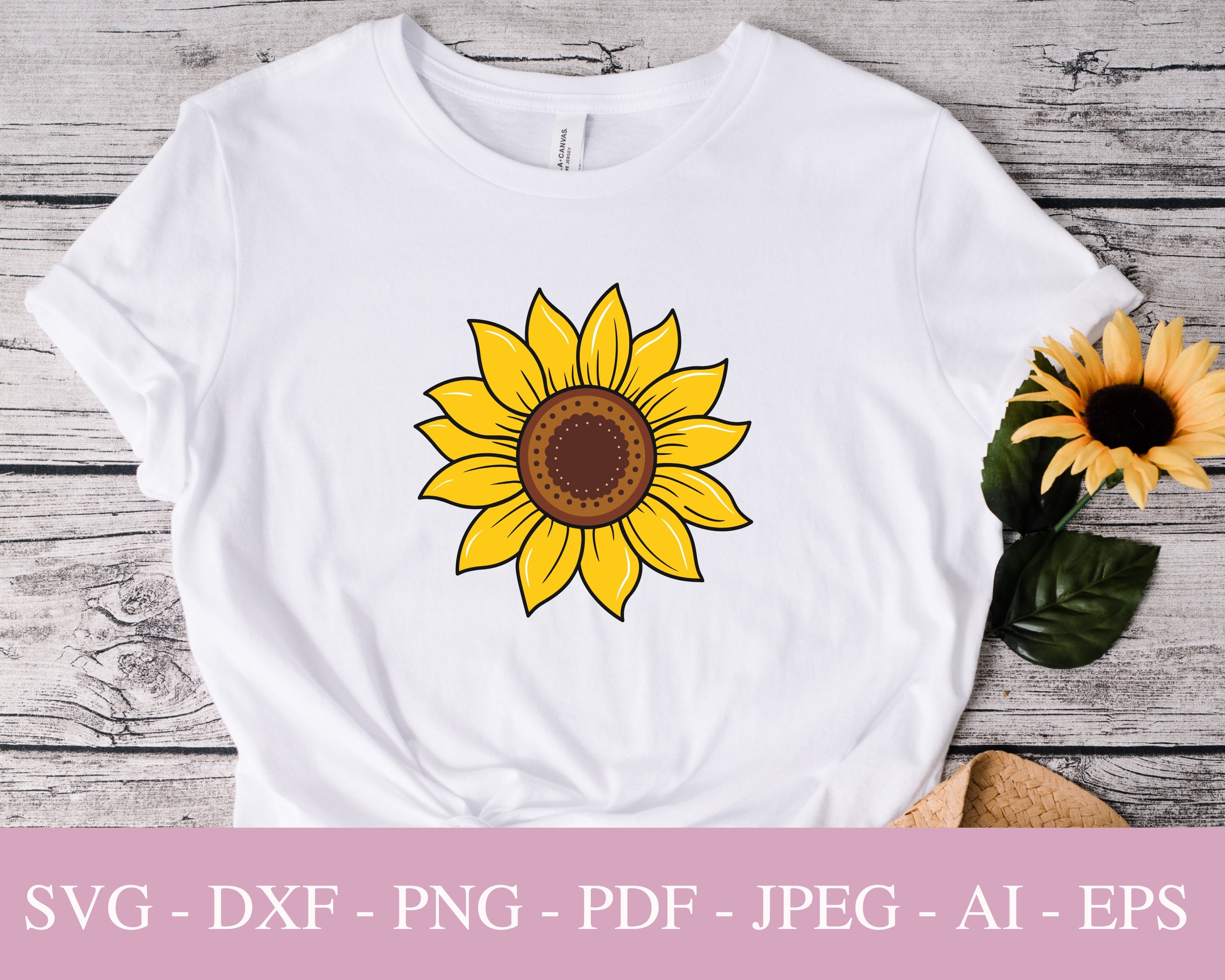 Sunflower SVG Files for Cricut, Flower Clipart PNG , Sunflowers Bundle ...