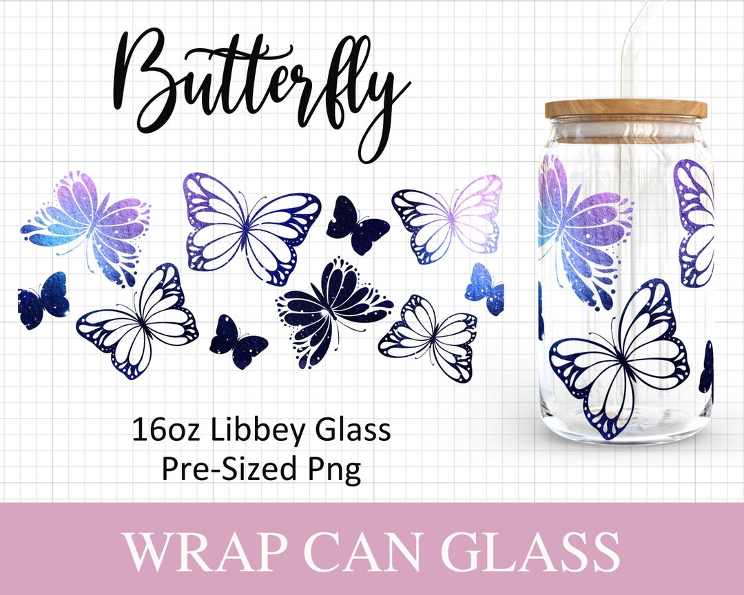 16oz Butterfly Libbey Glass Svg I Butterflies Can Glass SVG I Svg Files ...