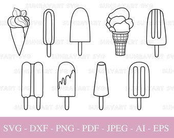 9 Ice Cream Svg Files For Cricut, Popsicles PNG , Cute Food Svg Bundle, Ice Cream Svg, Summer SVG, DXF Cut File, Pdf.