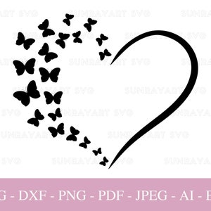 Herz-Svg-Dateien für Cricut, Valentinstag Herz mit Schmetterling, Liebe SVG geschnittene Datei, Muttertag DXF geschnittene Datei, Leopard Herz Clipart PNG, Pdf.