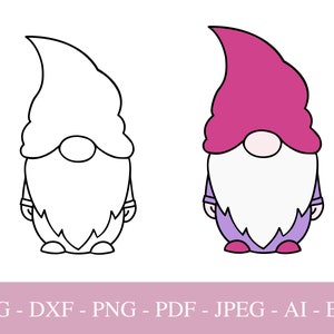 Gnome SVG Files For Cricut, Gnome PNG Digital Download, Holiday Gnome Clip Art, Christmas Gnome SVG, Dxf Cut File, Pdf.
