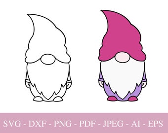 Gnome SVG Files For Cricut, Gnome PNG Digital Download, Holiday Gnome Clip Art, Christmas Gnome SVG, Dxf Cut File, Pdf.
