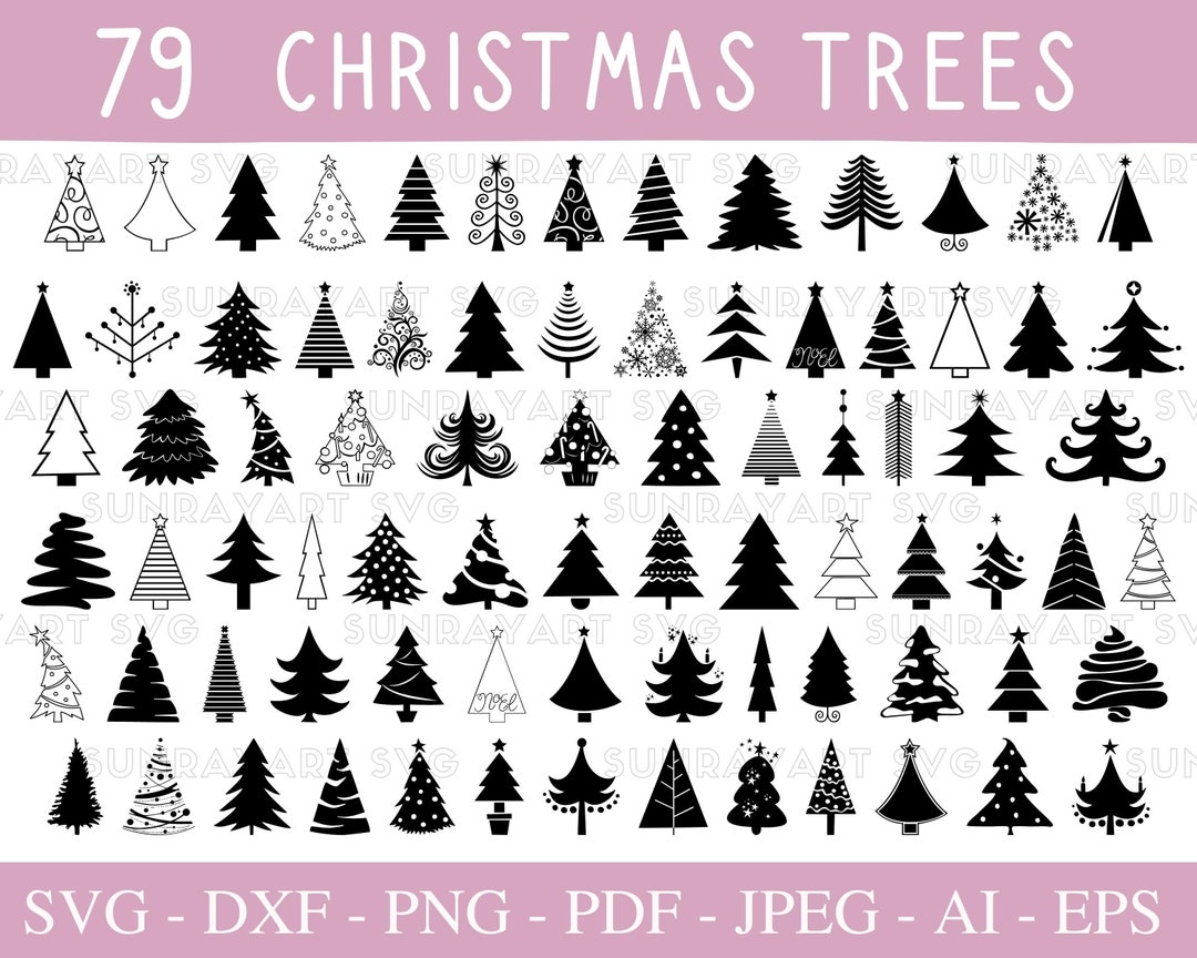 Christmas Trees SVG Files for Cricut, Christmas Tree Clipart Bundle PNG ...
