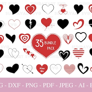 Bundle Hearts Svg Files For Cricut, Valentines Day PNG, 35 Love Hearts SVG Cut File, Mothers Day DXF Cut File, Leopard Heart Clipart, Pdf.