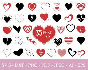 Bundle Hearts Svg Files for Cricut Valentines Day PNG Love | Etsy
