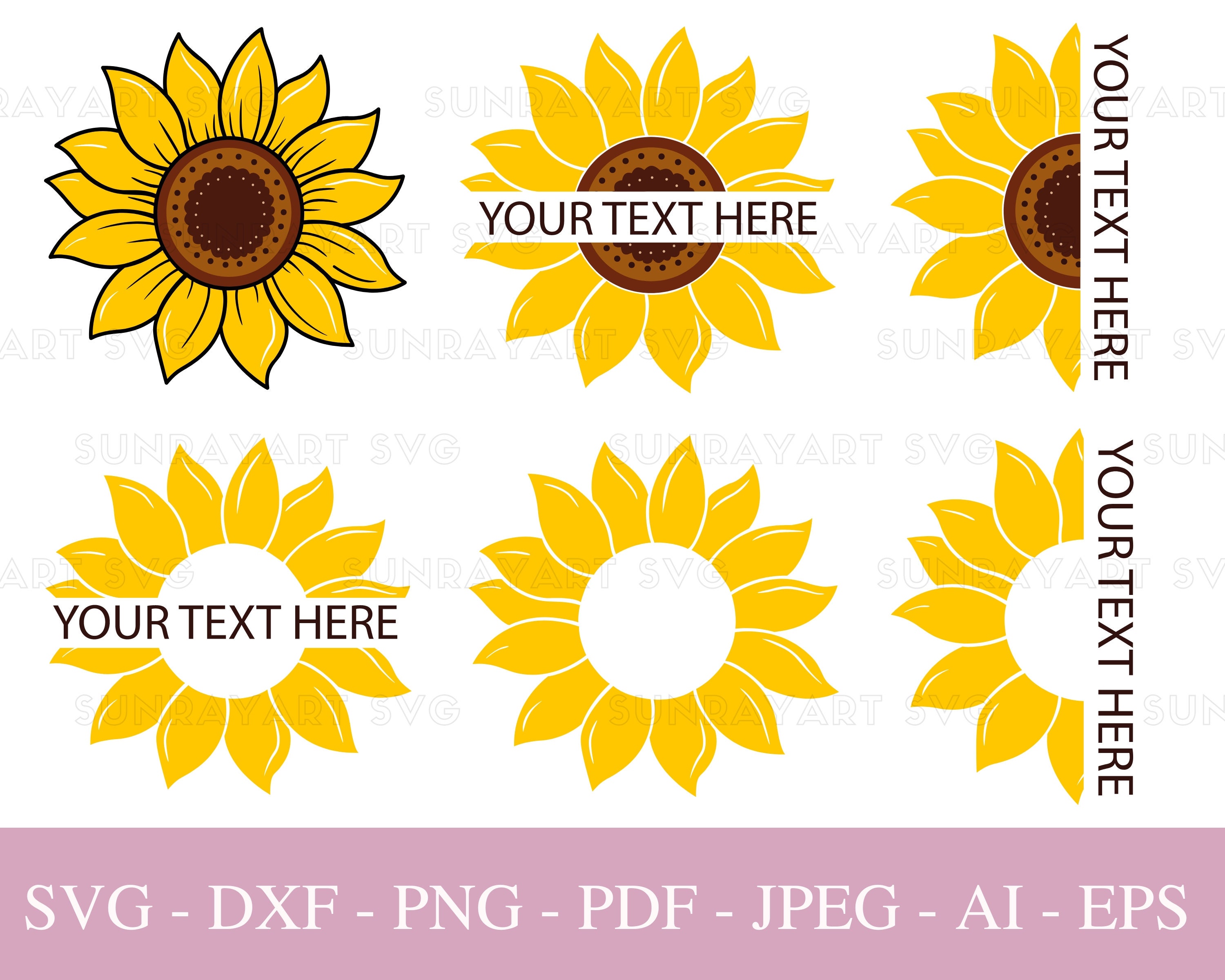 Sunflower SVG Files for Cricut, Flower Clipart PNG , Sunflowers Bundle ...