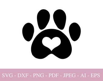 Archivo Svg de pata para Cricut, Huella de pata PNG, Descarga digital SVG de pata de perro, pata de perro para imprimir, Silhouette DXF, Archivo de corte, PDF.