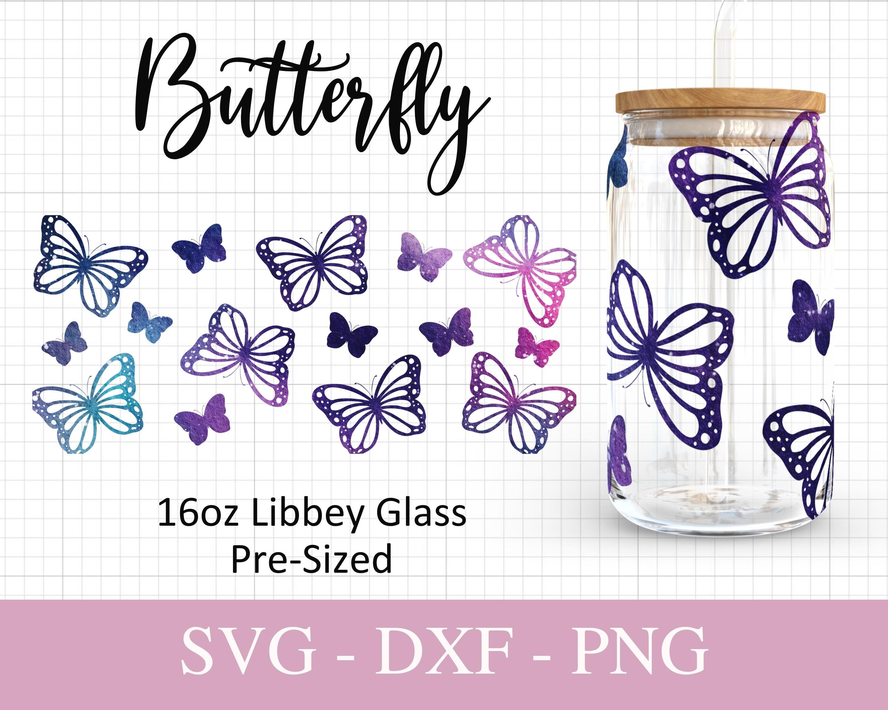 16oz Butterfly Libbey Glass Svg I Butterflies Can Glass SVG I Svg Files ...