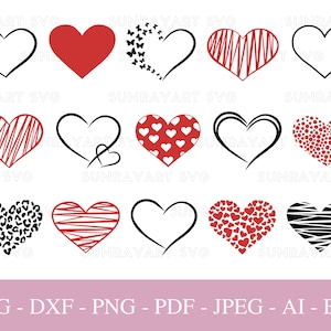 Bundle Hearts Svg Files For Cricut, Valentines Day PNG, Love Heart SVG Cut File, Mothers Day DXF Cut File, Leopard Heart Clipart, Pdf.