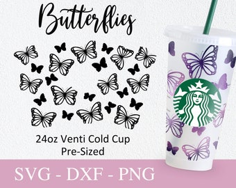 Butterfly Starbucks Cup Svg Svg Files For Cricut 24Oz Venti - Etsy