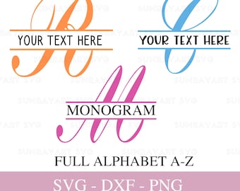Monogram Svg Files For Cricut, Split Monogram Svg, Alphabet Monogram Font Svg, Split Letter Svg, Family Monogram, Cut File For Cricut