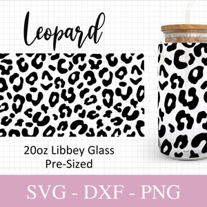 20oz Leopard Libbey Glass Svg I Leopard Pattern Can Glass SVG I Svg Files For Cricut I  Beer Can Glass SVG I Svg Png Dxf.