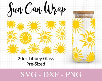 20 Unzen Sun Can Glas SVG I Sommer kann Glas SVG I-Svg-Dateien für Cricut I Bier Dose Glas Wrap SVG I SVG Png Dxf.
