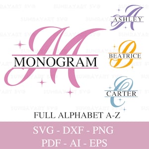 Monogramm-Svg-Dateien für Cricut, Split-Monogramm-Svg, Alphabet-Monogramm-Schriftart-Svg, Split-Buchstabe-Svg, Familie Monogramm, geschnittene Datei für Cricut