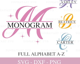 Monogram Svg Files For Cricut, Split Monogram Svg, Alphabet Monogram Font Svg, Split Letter Svg, Family Monogram, Cut File For Cricut