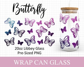 20oz vlinder Libbey glas Svg ik vlinders kan glas SVG ik Svg-bestanden voor Cricut ik bier kan glas Wrap SVG ik Svg Png Dxf.