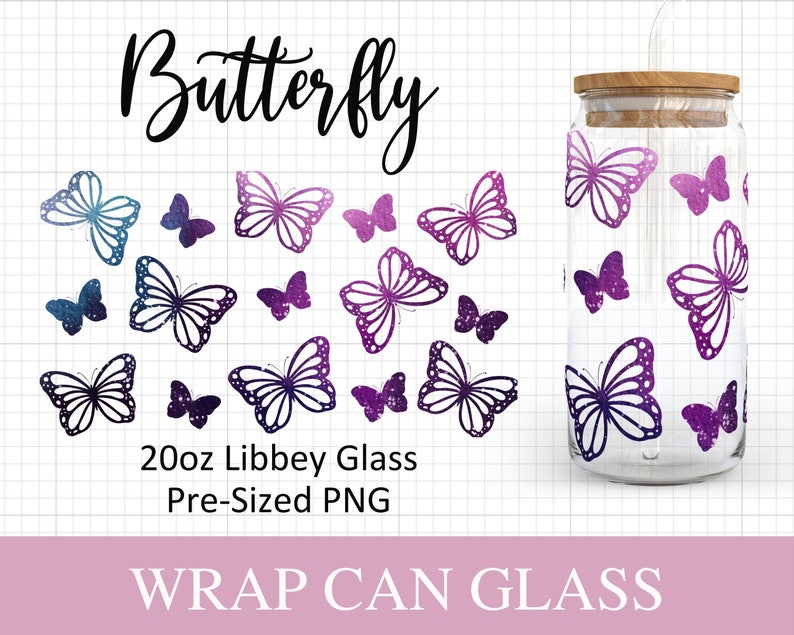 20oz Butterfly Libbey Glass Svg I Butterflies Can Glass SVG I Svg Files ...
