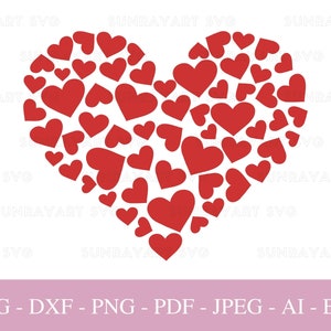 Fichiers Svg coeur pour Cricut, Saint-Valentin PNG, fichier coupe SVG amour, fichier coupe DXF fête des mères, Clipart coeur mignon, Pdf.